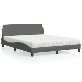 Cama con colchón de tela gris oscuro 160x200 cm de vidaXL, Camas y somieres - Ref: Foro24-3208425, Precio: 404,49 €, Descuent...