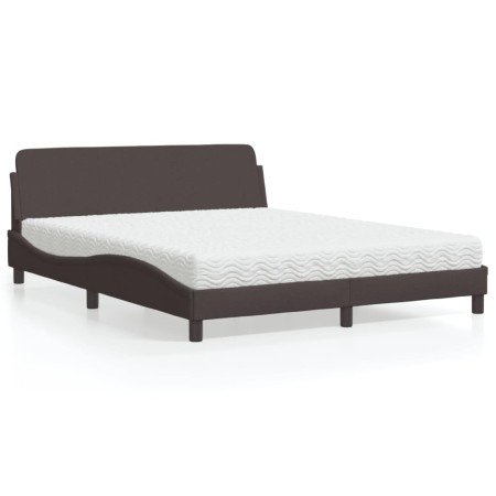Cama con colchón de tela marrón oscuro 160x200 cm de vidaXL, Camas y somieres - Ref: Foro24-3208427, Precio: 387,12 €, Descue...
