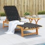 Tumbona con mesa madera maciza de acacia y tela negra de vidaXL, Tumbonas - Ref: Foro24-3214213, Precio: 154,61 €, Descuento: %