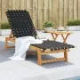 Tumbona con mesa madera maciza de acacia y tela negra de vidaXL, Tumbonas - Ref: Foro24-3214213, Precio: 153,23 €, Descuento: %