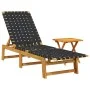 Tumbona con mesa madera maciza de acacia y tela negra de vidaXL, Tumbonas - Ref: Foro24-3214213, Precio: 153,23 €, Descuento: %