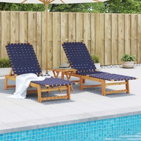 Tumbonas con mesa 2 uds madera maciza de acacia azul oscuro de vidaXL, Tumbonas - Ref: Foro24-3214218, Precio: 276,75 €, Desc...