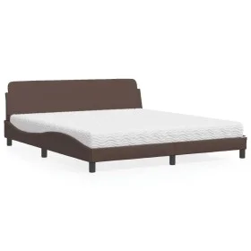 Bed with brown synthetic leather mattress 180x200 cm by vidaXL, Beds and slatted bases - Ref: Foro24-3208459, Price: 393,99 €...