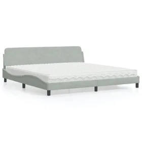 Cama con colchón terciopelo gris claro 200x200 cm de vidaXL, Camas y somieres - Ref: Foro24-3208471, Precio: 437,15 €, Descue...