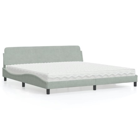 Cama con colchón terciopelo gris claro 200x200 cm de vidaXL, Camas y somieres - Ref: Foro24-3208471, Precio: 462,69 €, Descue...