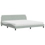 Cama con colchón terciopelo gris claro 200x200 cm de vidaXL, Camas y somieres - Ref: Foro24-3208471, Precio: 462,69 €, Descue...