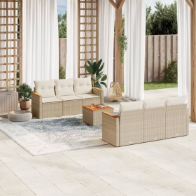 Set sofás de jardín 7 piezas y cojines ratán sintético beige en Conjuntos de jardín | Comprar online en Foru.es