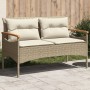 Banco de jardín y cojines ratán sintético beige 116x62,5x74 cm de vidaXL, Bancos de jardín - Ref: Foro24-368403, Precio: 164,...