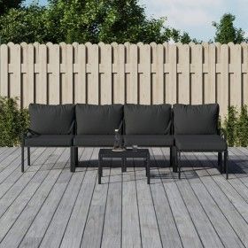 Juego de muebles de jardín 6 piezas acero con cojines gris de vidaXL, Conjuntos de jardín - Ref: Foro24-3187951, Precio: 508,...