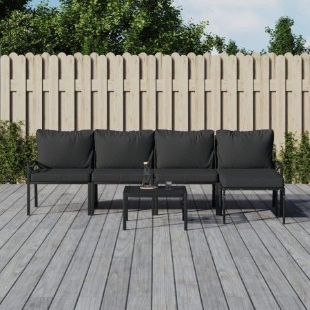 Juego de muebles de jardín 6 piezas acero con cojines gris de vidaXL, Conjuntos de jardín - Ref: Foro24-3187951, Precio: 508,...
