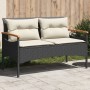 Banco de jardín y cojines ratán sintético negro 116x62,5x74 cm de vidaXL, Bancos de jardín - Ref: Foro24-368401, Precio: 155,...