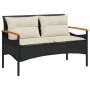 Banco de jardín y cojines ratán sintético negro 116x62,5x74 cm de vidaXL, Bancos de jardín - Ref: Foro24-368401, Precio: 155,...