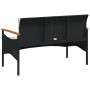 Banco de jardín y cojines ratán sintético negro 116x62,5x74 cm de vidaXL, Bancos de jardín - Ref: Foro24-368401, Precio: 155,...