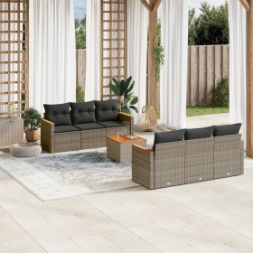 Set de sofás de jardín 7 piezas con cojines ratán PE gris en Conjuntos de jardín | Comprar online en Foru.es