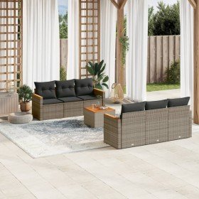 Set de sofás de jardín 7 piezas con cojines ratán PE gris en Conjuntos de jardín | Comprar online en Foru.es