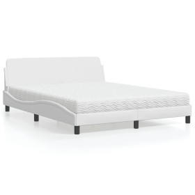 Cama con colchón cuero sintético blanco 160x200 cm de vidaXL, Camas y somieres - Ref: Foro24-3208438, Precio: 349,25 €, Descu...
