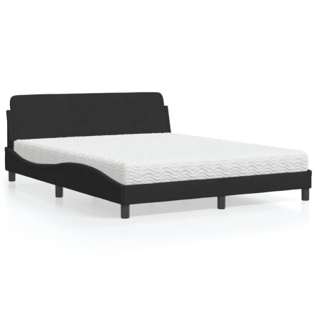 Cama con colchón terciopelo negro 160x200 cm de vidaXL, Camas y somieres - Ref: Foro24-3208433, Precio: 369,58 €, Descuento: %
