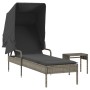 Tumbona con capota y mesa ratán sintético gris de vidaXL, Tumbonas - Ref: Foro24-368199, Precio: 193,31 €, Descuento: %