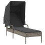 Tumbona con capota y mesa ratán sintético gris de vidaXL, Tumbonas - Ref: Foro24-368199, Precio: 193,31 €, Descuento: %