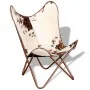 Silla mariposa de cuero auténtico marrón y blanco de vidaXL, Sillones - Ref: Foro24-243696, Precio: 148,84 €, Descuento: %