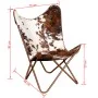 Silla mariposa de cuero auténtico marrón y blanco de vidaXL, Sillones - Ref: Foro24-243696, Precio: 148,84 €, Descuento: %