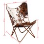 Silla mariposa de cuero auténtico marrón y blanco de vidaXL, Sillones - Ref: Foro24-243696, Precio: 160,28 €, Descuento: %