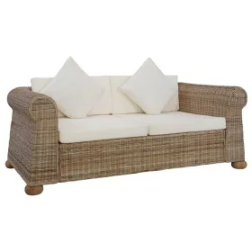 Sofá de 2 plazas con cojines ratán natural de vidaXL, Sofás - Ref: Foro24-283073, Precio: 555,64 €, Descuento: %