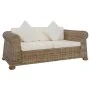 Sofá de 2 plazas con cojines ratán natural de vidaXL, Sofás - Ref: Foro24-283073, Precio: 555,64 €, Descuento: %
