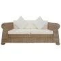 Sofá de 2 plazas con cojines ratán natural de vidaXL, Sofás - Ref: Foro24-283073, Precio: 555,64 €, Descuento: %