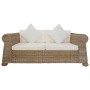 Sofá de 2 plazas con cojines ratán natural de vidaXL, Sofás - Ref: Foro24-283073, Precio: 524,40 €, Descuento: %
