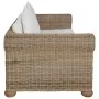 Sofá de 2 plazas con cojines ratán natural de vidaXL, Sofás - Ref: Foro24-283073, Precio: 555,64 €, Descuento: %