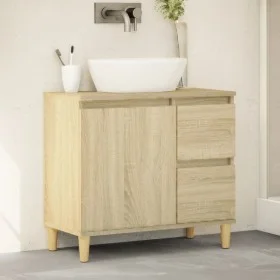 Armario de baño madera contrachapada roble Sonoma 65x33x60 cm de vidaXL, Tocadores de baño - Ref: Foro24-847406, Precio: 52,4...
