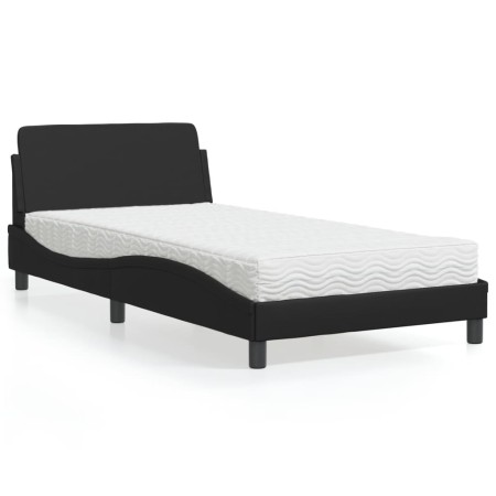 Cama con colchón cuero sintético negro 100x200 cm de vidaXL, Camas y somieres - Ref: Foro24-3208357, Precio: 233,01 €, Descue...