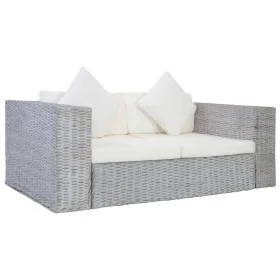 Sofá de 2 plazas con cojines ratán natural gris de vidaXL, Sofás - Ref: Foro24-283070, Precio: 442,38 €, Descuento: %
