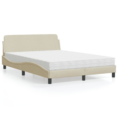 Cama con colchón tela color crema 120x200 cm de vidaXL, Camas y somieres - Ref: Foro24-3208369, Precio: 331,41 €, Descuento: %