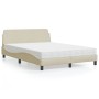 Cama con colchón tela color crema 120x200 cm de vidaXL, Camas y somieres - Ref: Foro24-3208369, Precio: 331,41 €, Descuento: %