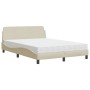Cama con colchón tela color crema 120x200 cm de vidaXL, Camas y somieres - Ref: Foro24-3208369, Precio: 331,41 €, Descuento: %