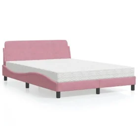 Bed with pink velvet mattress 120x200 cm by vidaXL, Beds and slatted bases - Ref: Foro24-3208376, Price: 329,00 €, Discount: %