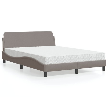 Cama con colchón tela gris taupe 140x190 cm de vidaXL, Camas y somieres - Ref: Foro24-3208388, Precio: 341,52 €, Descuento: %