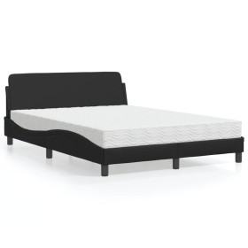 Cama con colchón cuero sintético negro 140x190 cm de vidaXL, Camas y somieres - Ref: Foro24-3208397, Precio: 338,91 €, Descue...