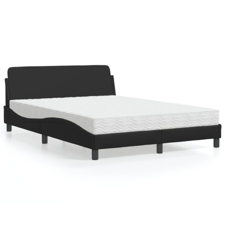 Cama con colchón cuero sintético negro 140x190 cm de vidaXL, Camas y somieres - Ref: Foro24-3208397, Precio: 338,91 €, Descue...