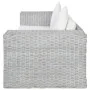 Sofá de 2 plazas con cojines ratán natural gris de vidaXL, Sofás - Ref: Foro24-283070, Precio: 442,38 €, Descuento: %