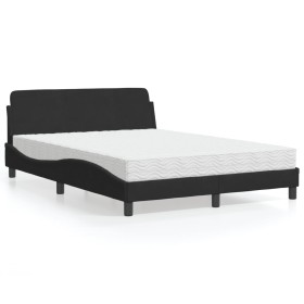Cama con colchón terciopelo negro 140x200 cm de vidaXL, Camas y somieres - Ref: Foro24-3208413, Precio: 341,41 €, Descuento: %