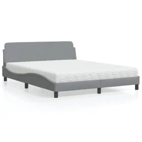 Cama con colchón de tela gris claro 160x200 cm de vidaXL, Camas y somieres - Ref: Foro24-3208424, Precio: 373,06 €, Descuento: %