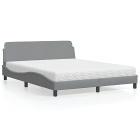 Cama con colchón de tela gris claro 160x200 cm de vidaXL, Camas y somieres - Ref: Foro24-3208424, Precio: 407,12 €, Descuento: %