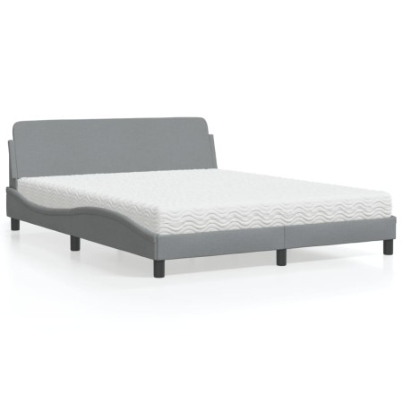 Cama con colchón de tela gris claro 160x200 cm de vidaXL, Camas y somieres - Ref: Foro24-3208424, Precio: 407,12 €, Descuento: %