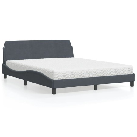 Cama con colchón terciopelo gris oscuro 160x200 cm de vidaXL, Camas y somieres - Ref: Foro24-3208432, Precio: 381,14 €, Descu...