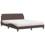 Cama con colchón cuero sintético marrón 160x200 cm de vidaXL, Camas y somieres - Ref: Foro24-3208439, Precio: 383,18 €, Descu...