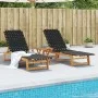 Sun loungers 2 units solid acacia wood and black fabric by vidaXL, Loungers - Ref: Foro24-3214210, Price: 233,26 €, Discount: %