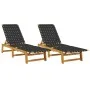 Tumbonas 2 unidades madera maciza de acacia y tela negro de vidaXL, Tumbonas - Ref: Foro24-3214210, Precio: 233,26 €, Descuen...